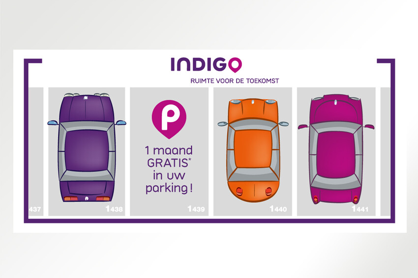 Illustratie gratis parkeren indigo - rebranding